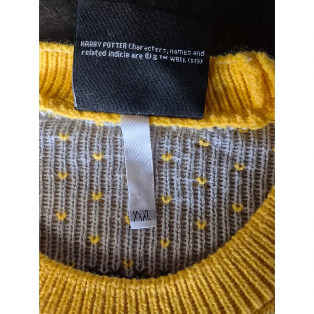 Harry Potter 3XL Hufflepuff House Crest Sweater Yellow Black Knit XXXL